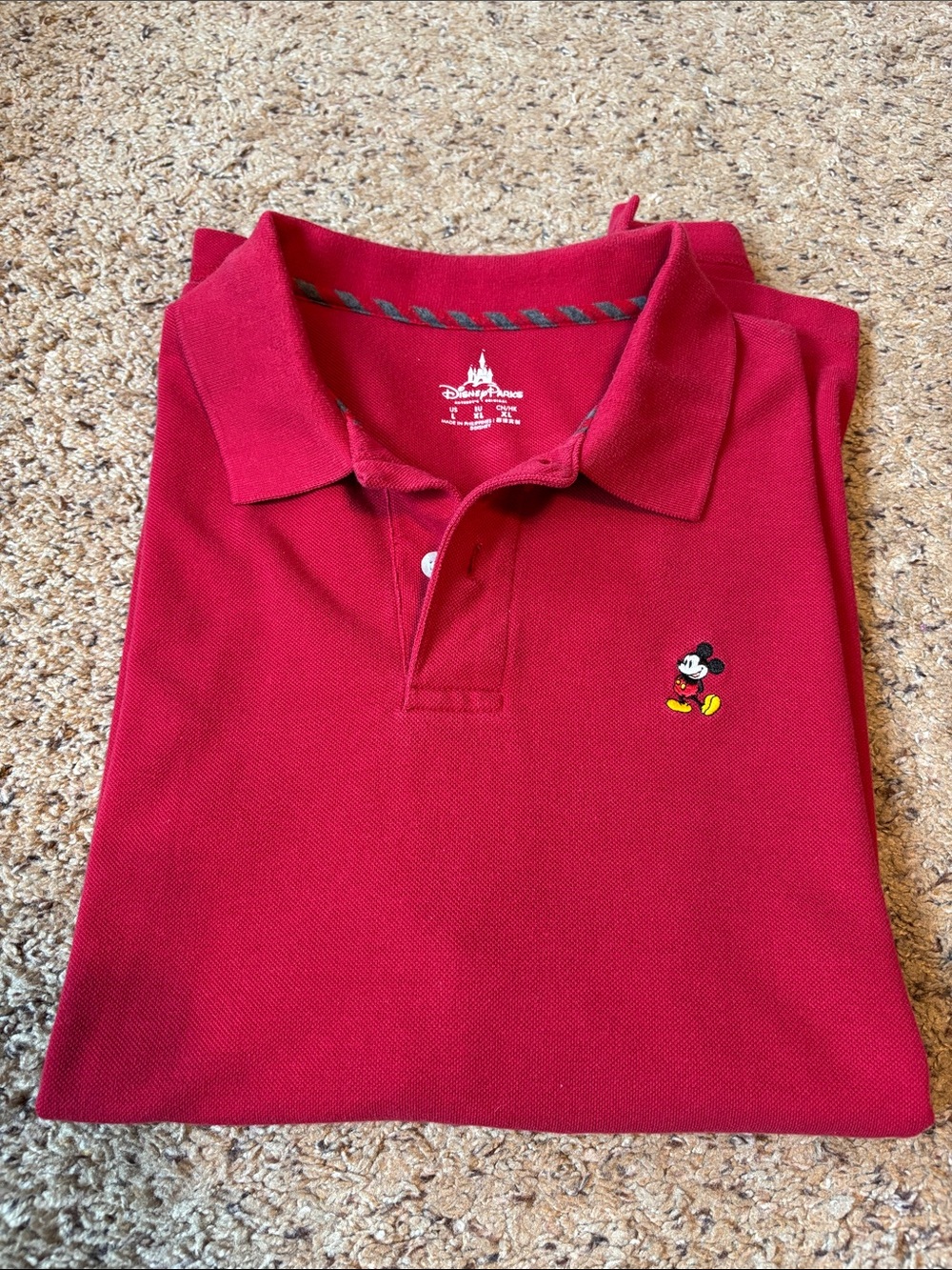 Disney Red Polo Shirt with Embroidered Mickey Mouse